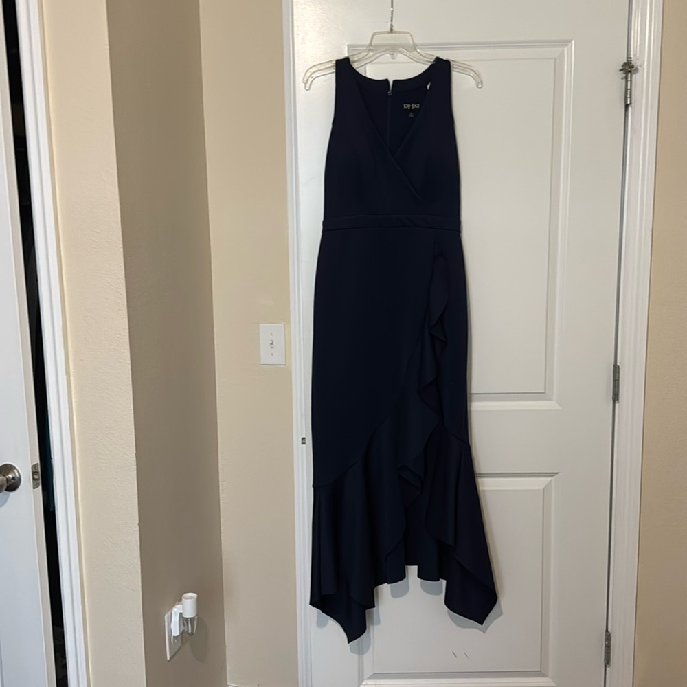 Navy blue asymmetrical formal dress size 10
